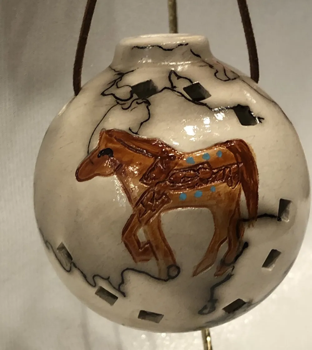 horse_on_horse_hair_round_ornament_0.webp Shop Gina Arrighetti Horse On Horse Hair Round Ornament